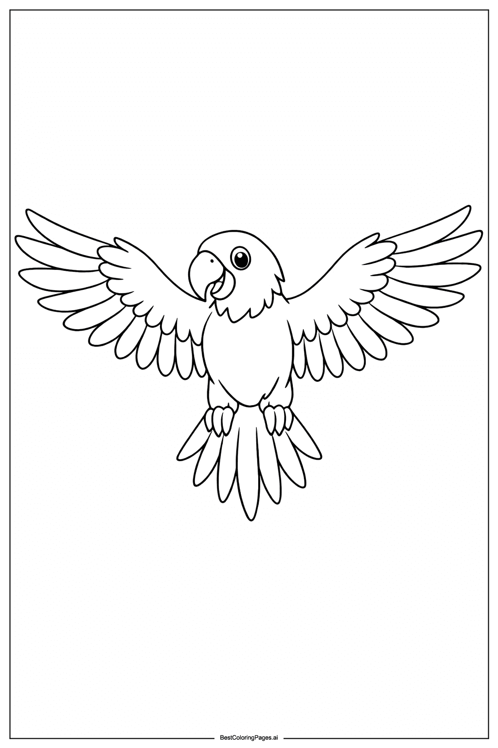 날개를 활짝 핀 앵무새 색칠공부