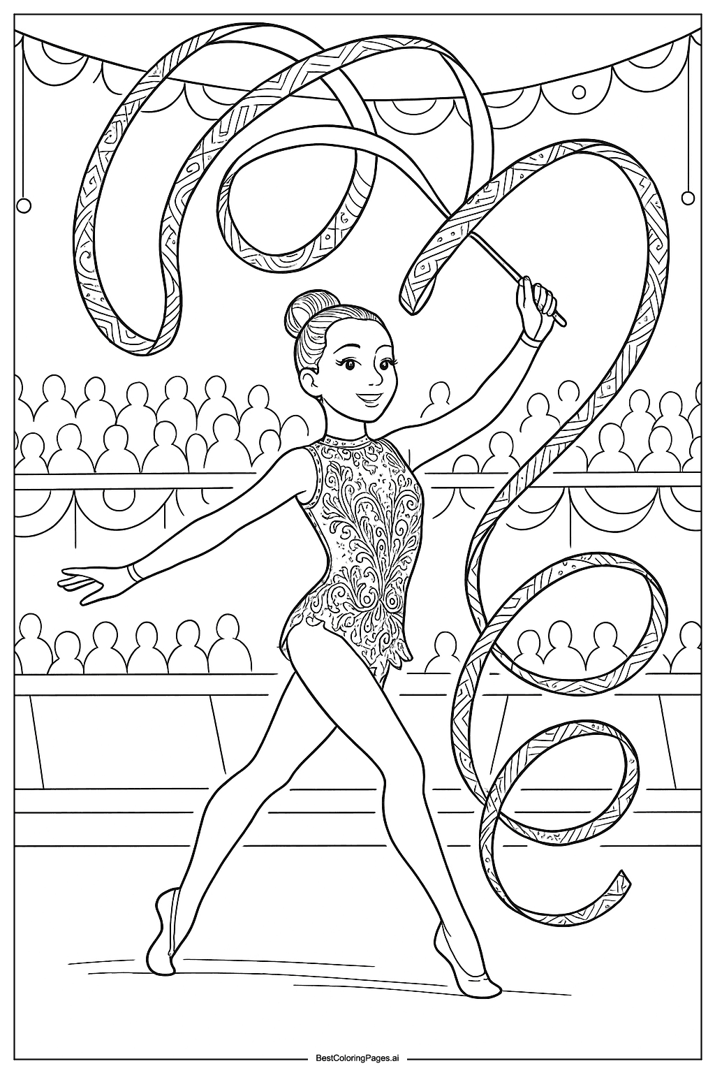 Rhythmic gymnastics with ribbon