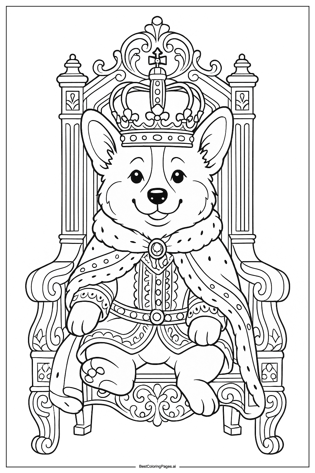 Royal corgi on throne