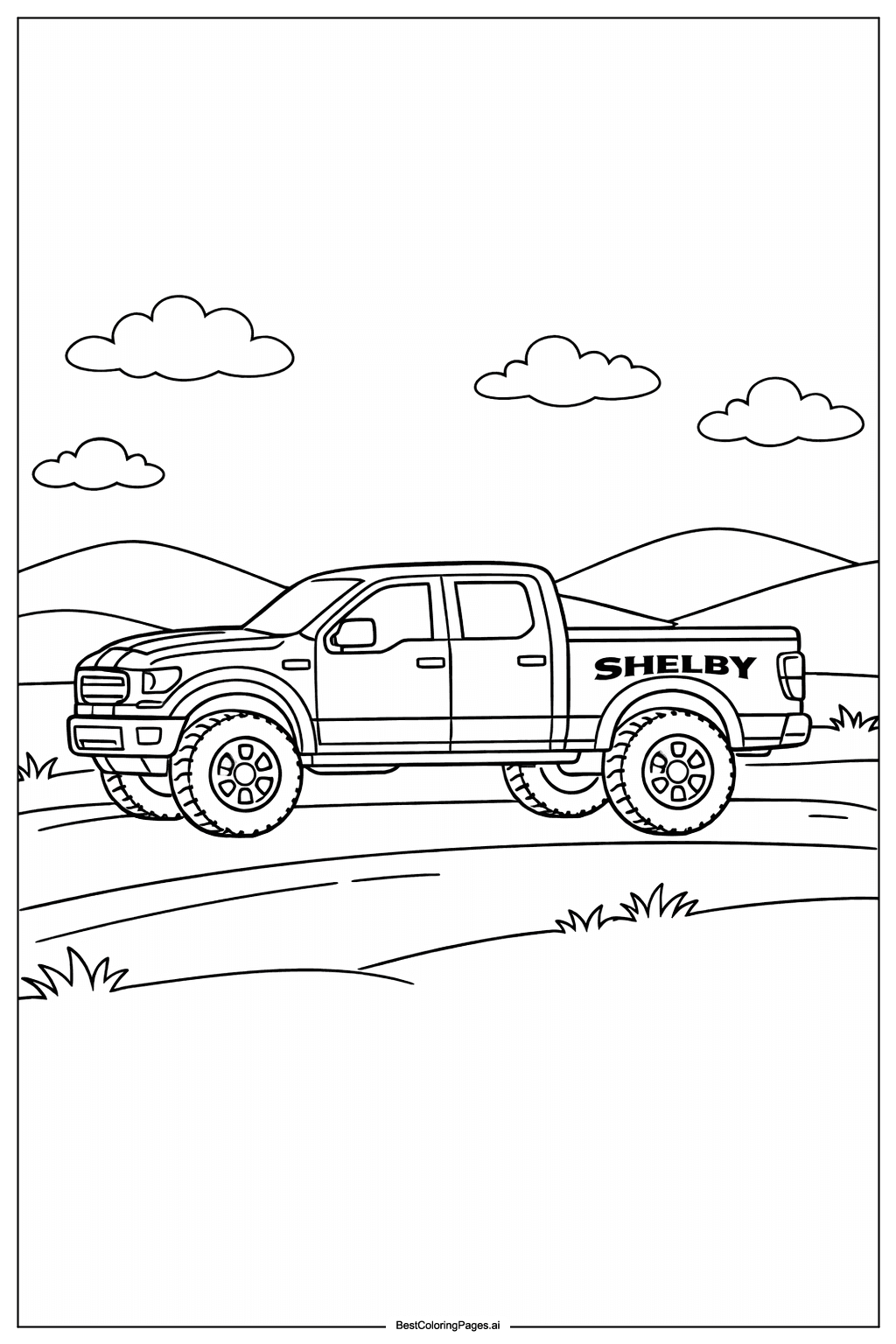 Shelby truck on country road
