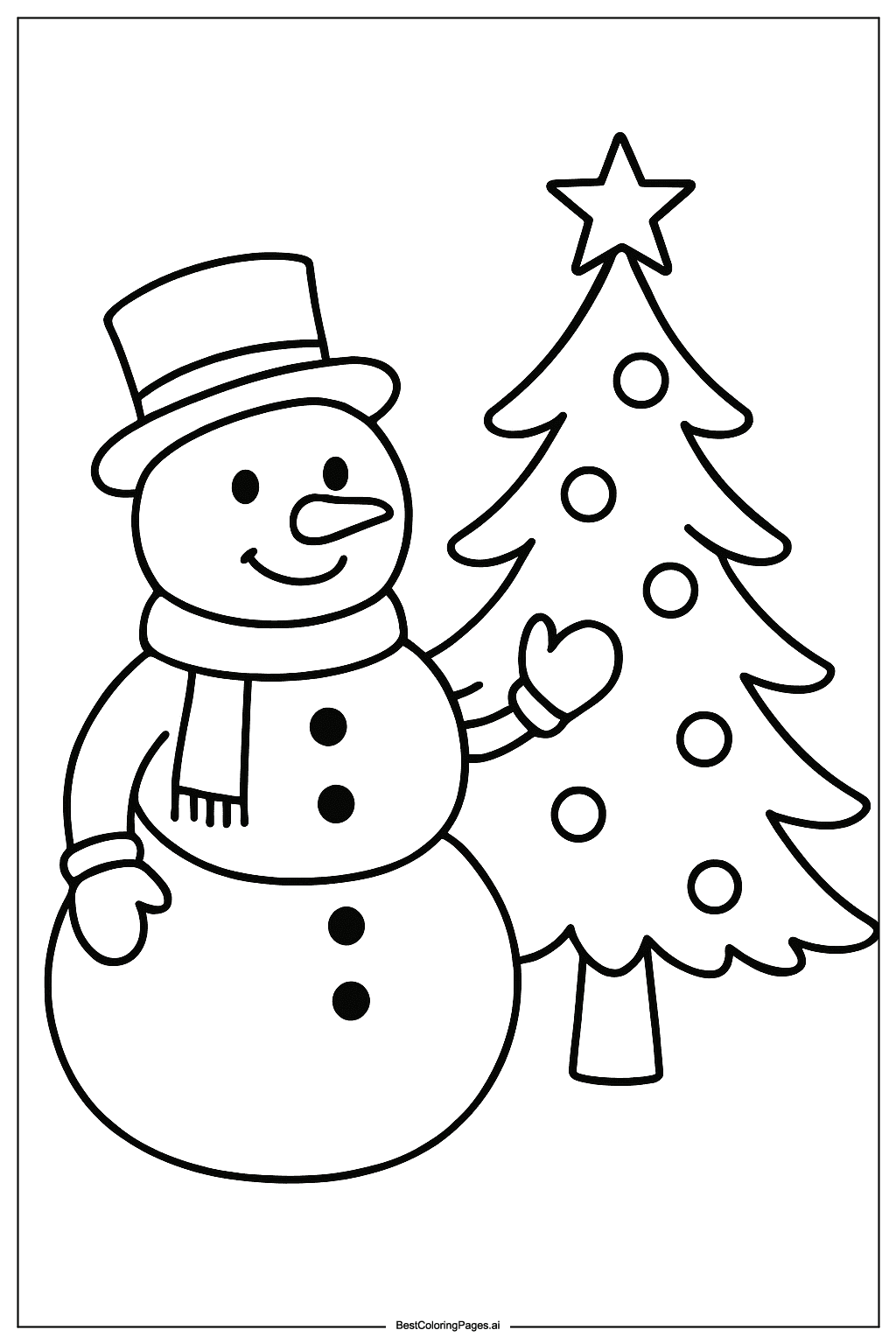 Snowman near Christmas tree