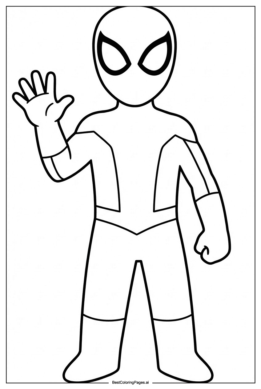 สไปเดอร์แมนยอดฮีโร่กำลังโบกมือทักทาย