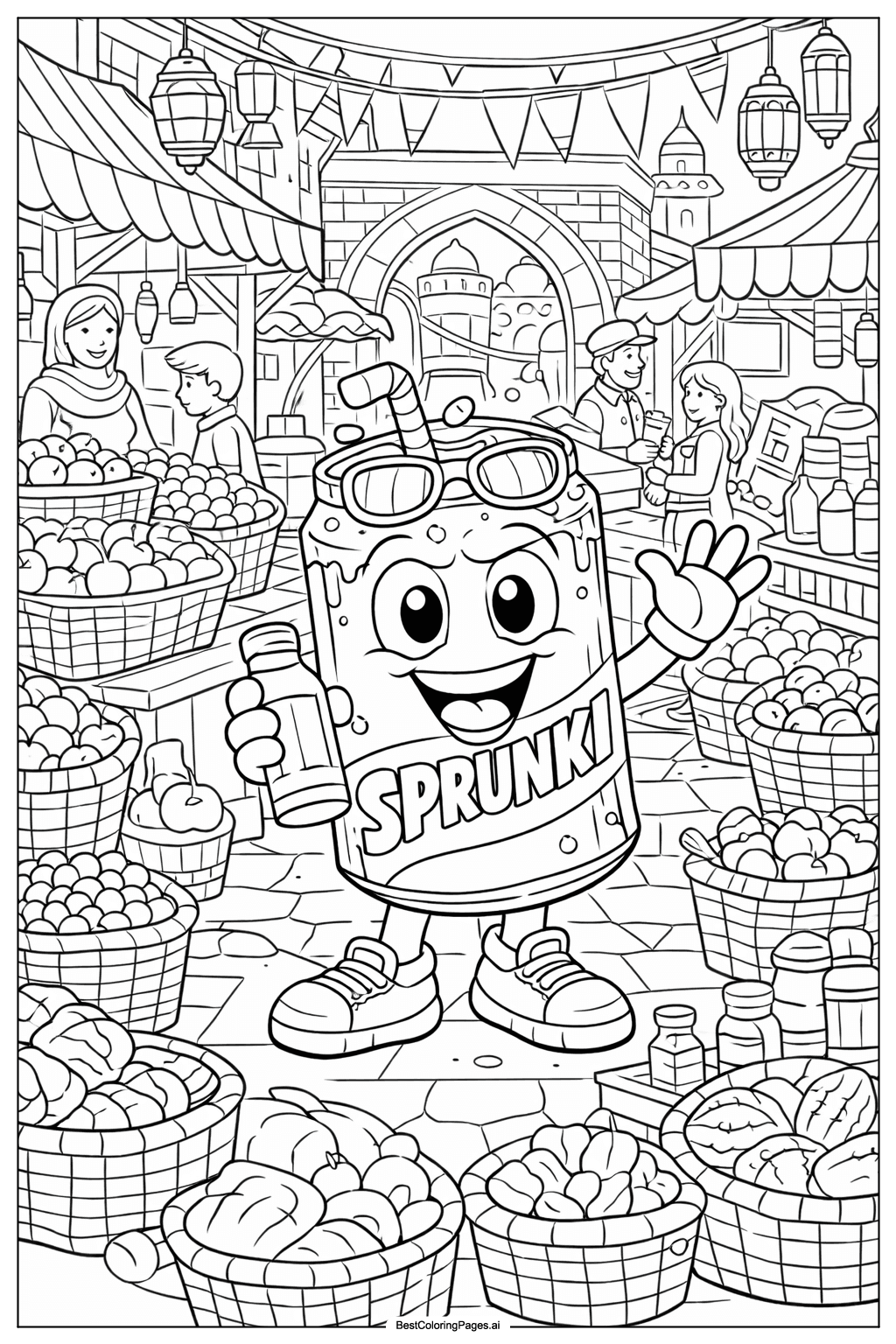 Sprunki at a busy marketplace