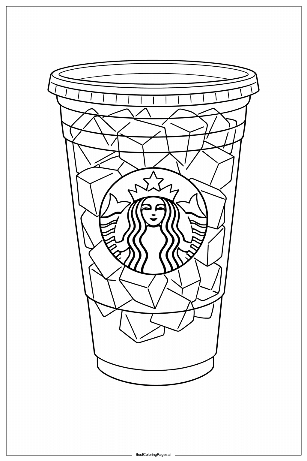 Tranh tô màu Cốc Latte đá Starbucks