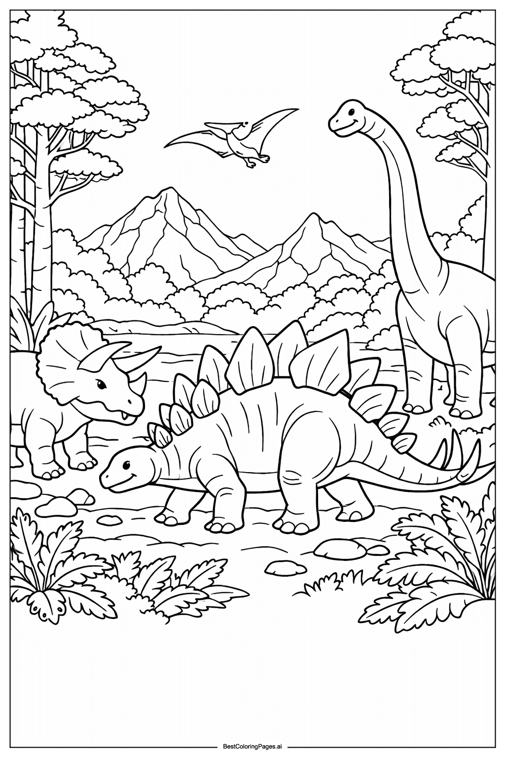 Stegosaurus with other dinosaurs