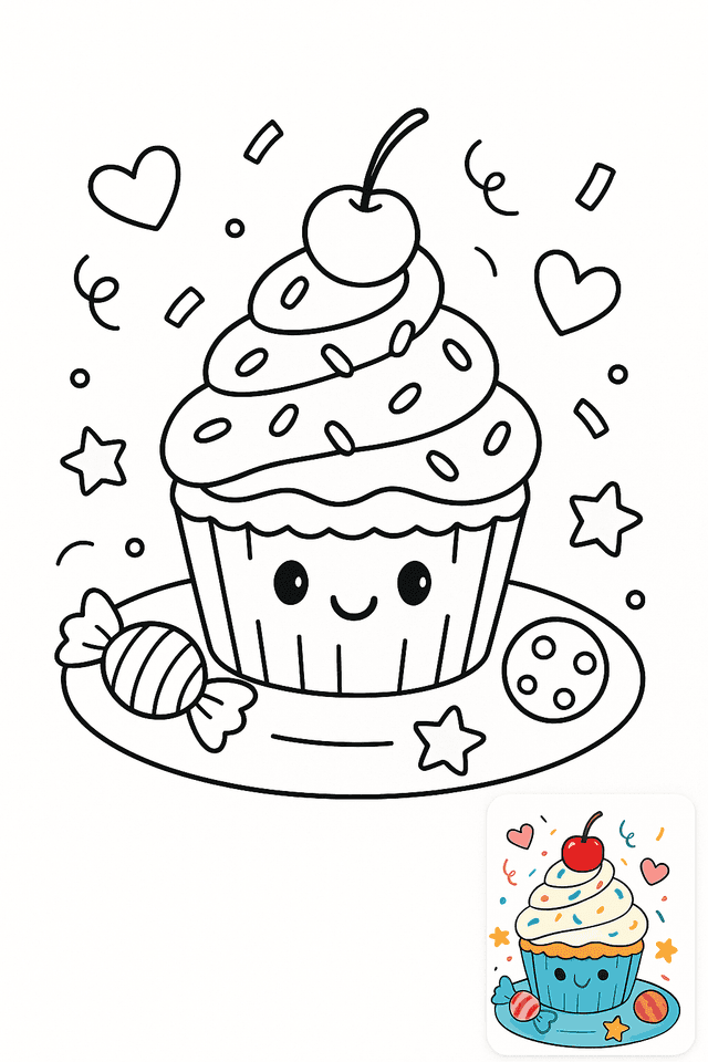 Cupcake Coloring Pages