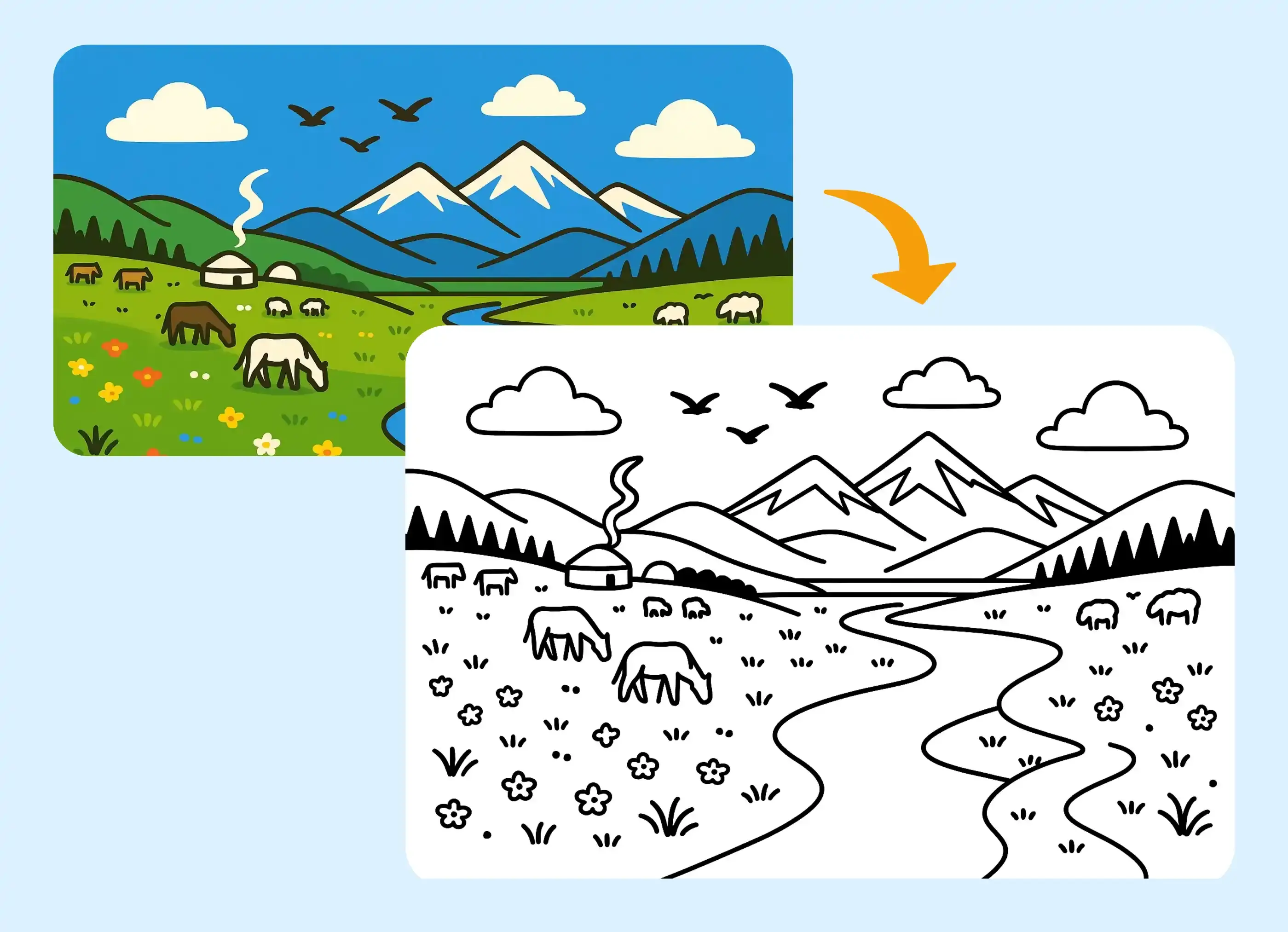 山地風景照片轉素描結果