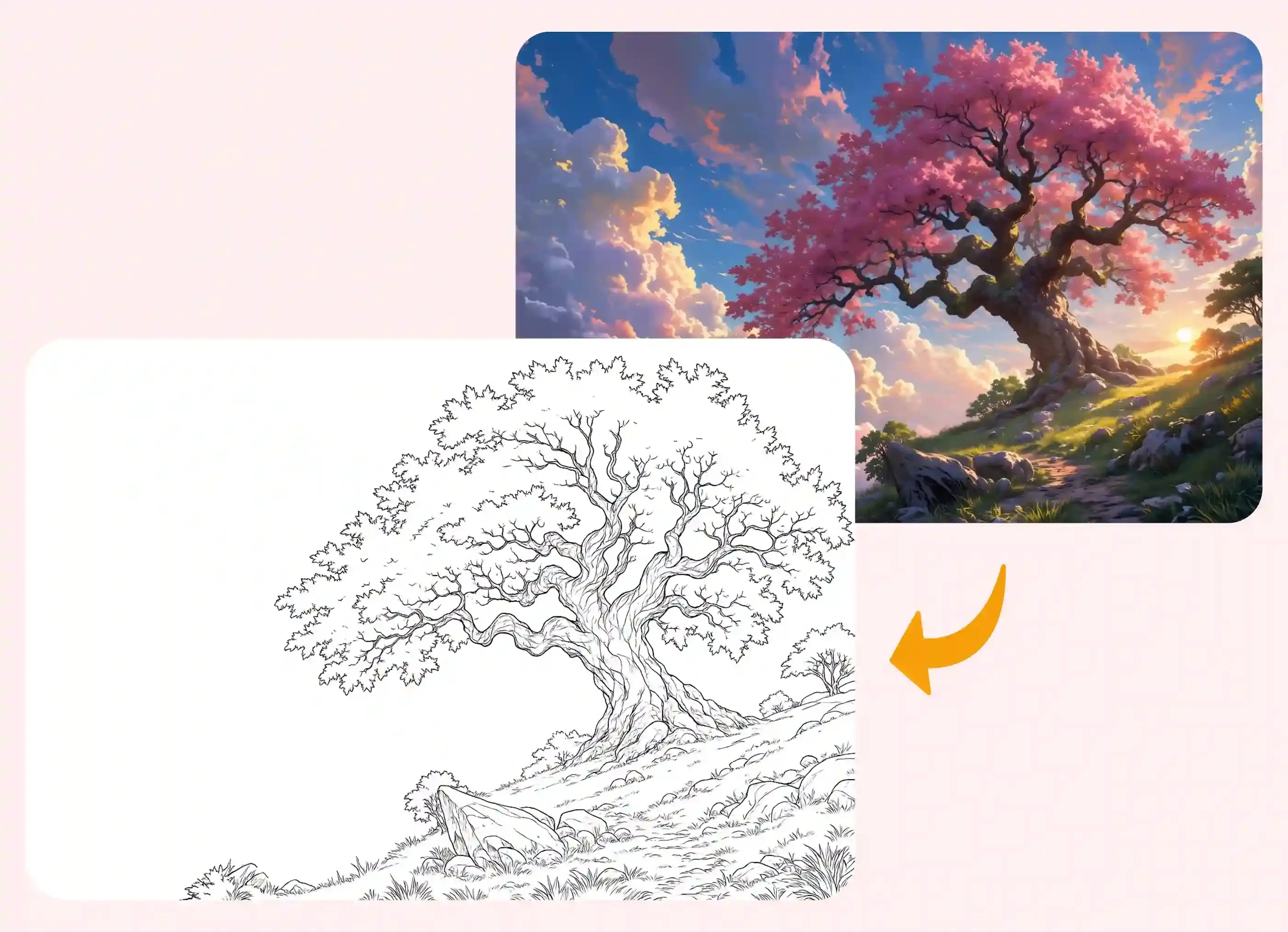 樹木照片轉換成鉛筆素描