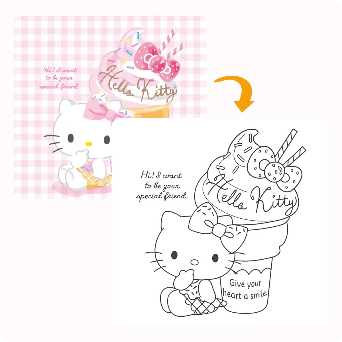 Hello Kitty冰淇淋照片轉素描範例