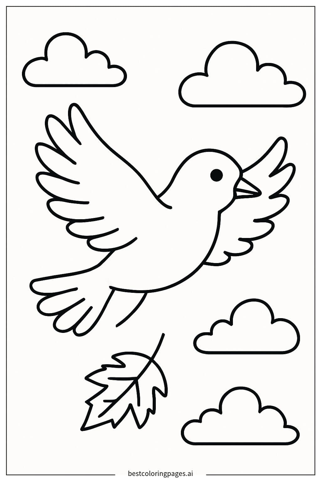 Um pássaro voando no céu de outono