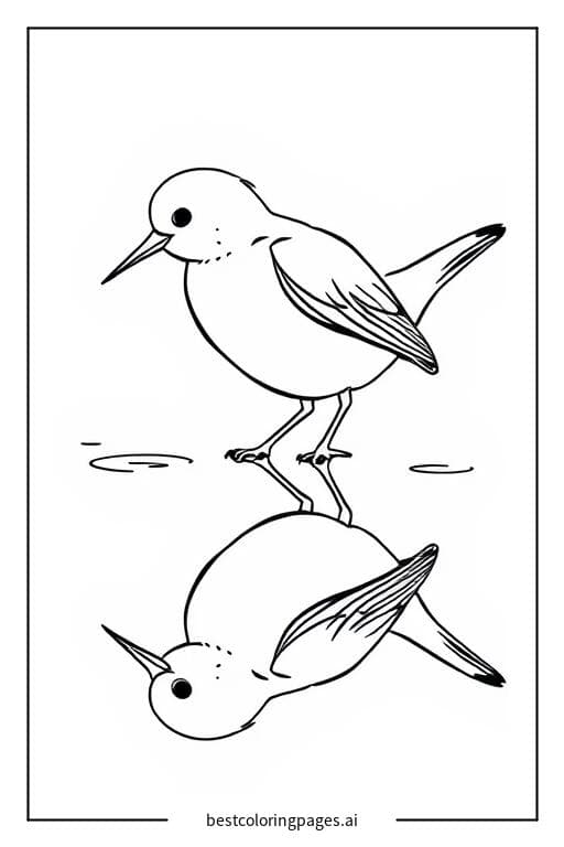水面に映る鳥 のぬりえ