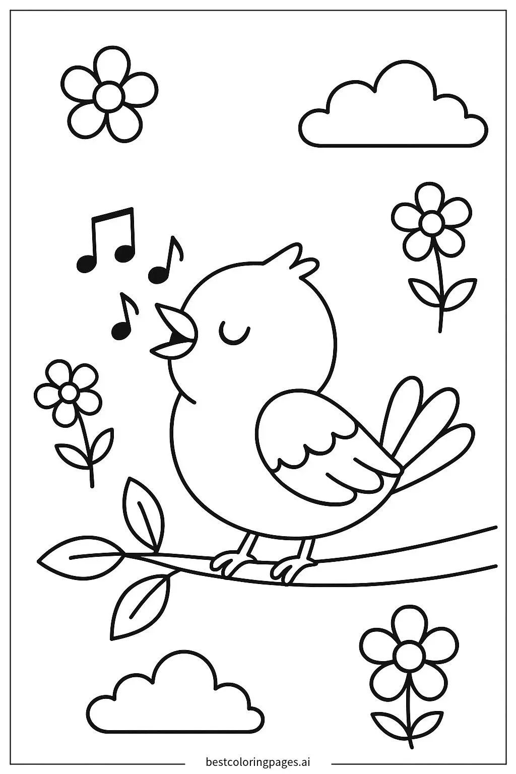 A Bird Singing on a Branch