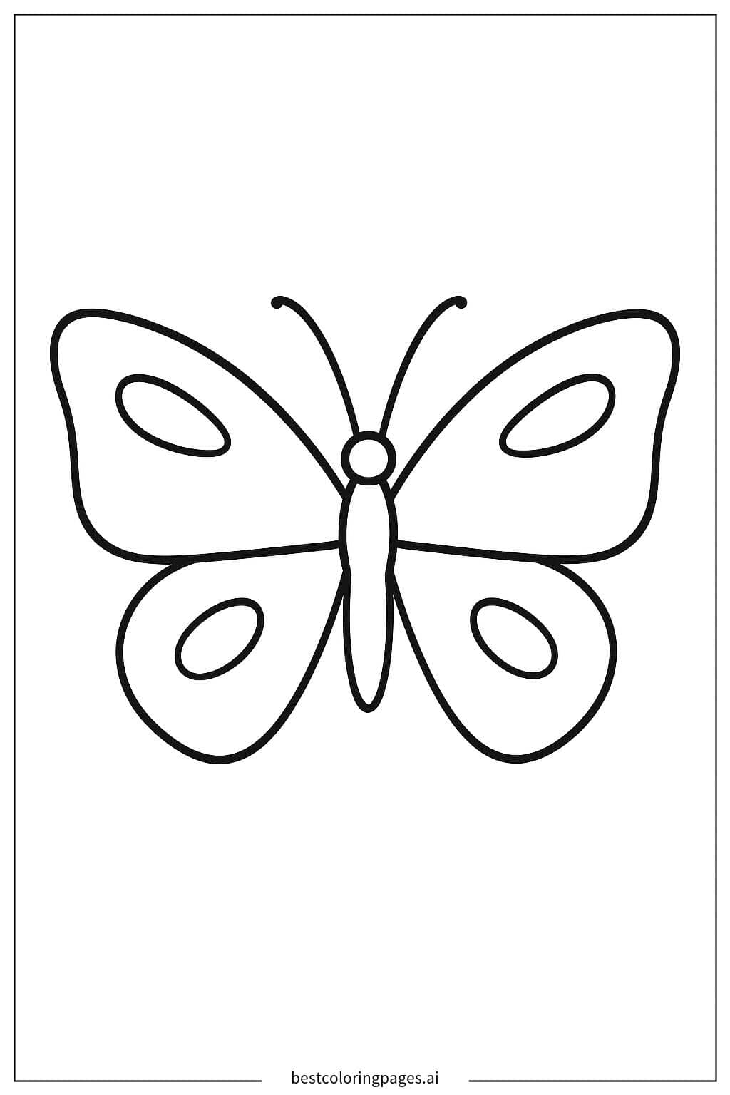 翼を広げた蝶 のぬりえ