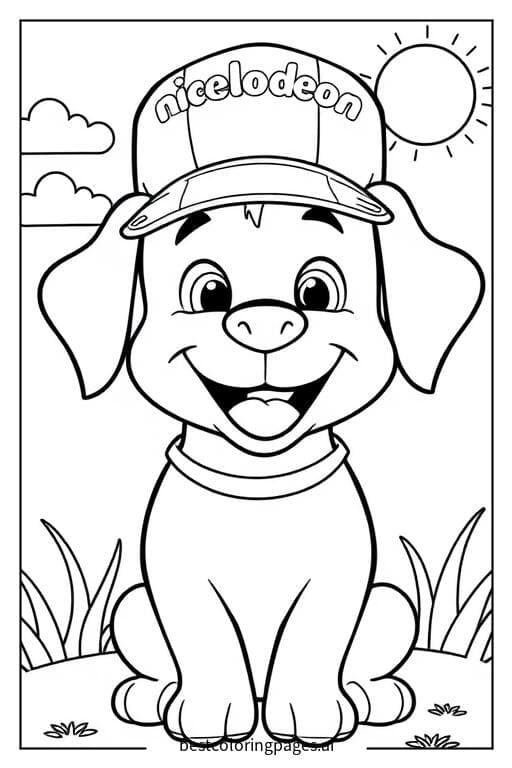 A Dog Wearing a Nickelodeon Hat