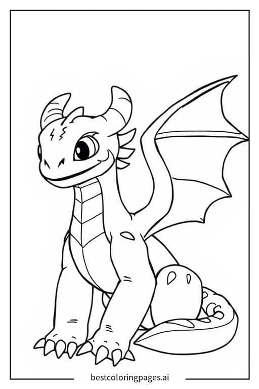 A Dragon from 'How to Train Your Dragon' Sitting Peacefully Coloring Page