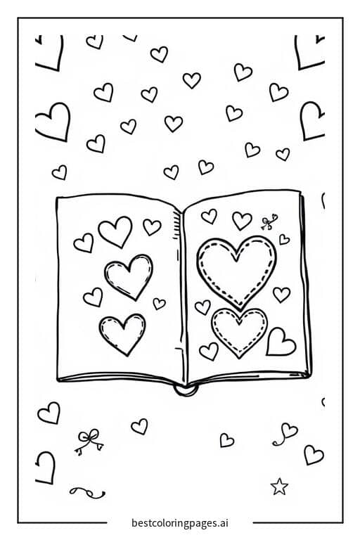 Lovely Heart Card Coloring Page