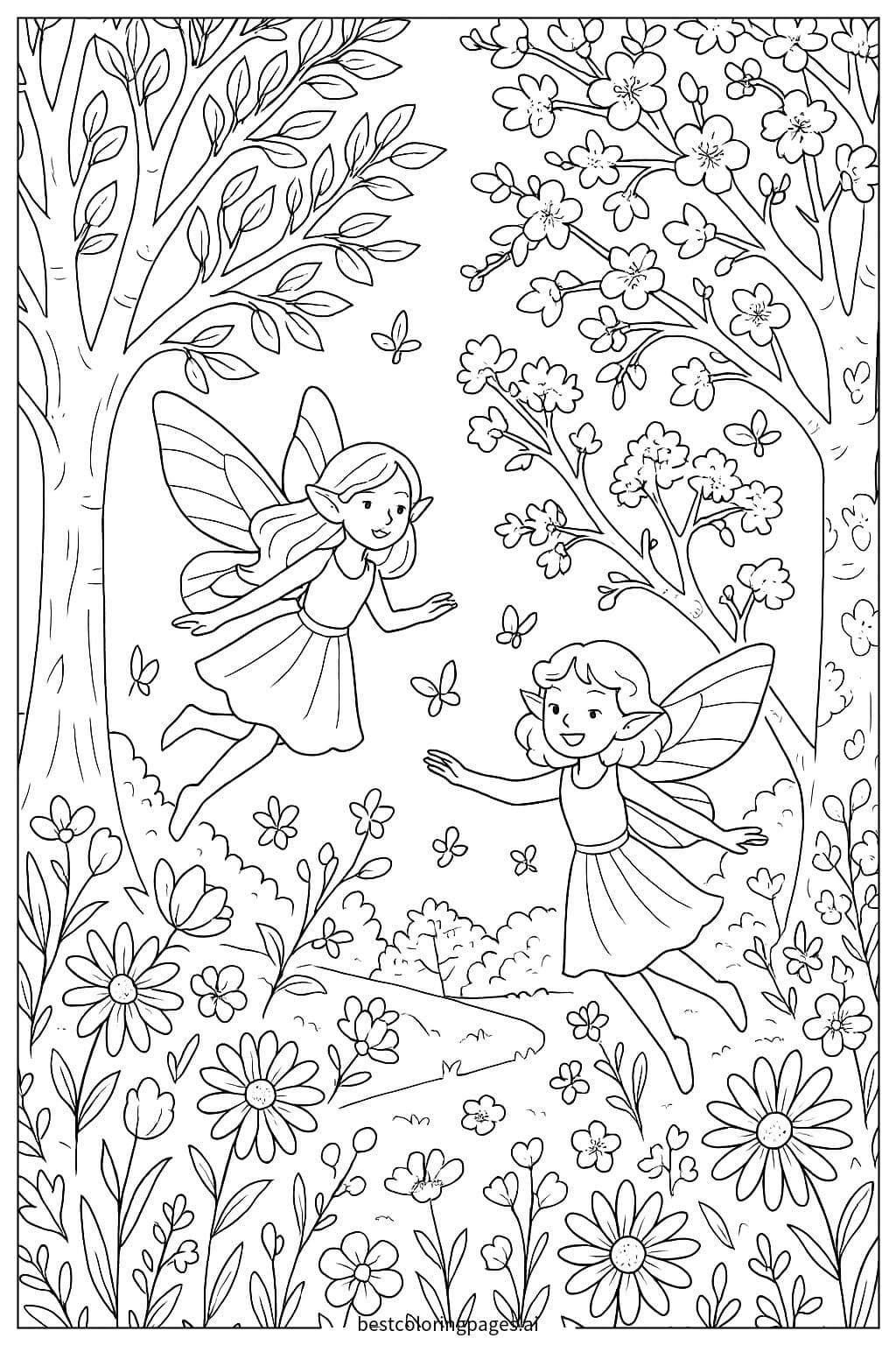 A Magical Spring Forest with Fairy Creatures