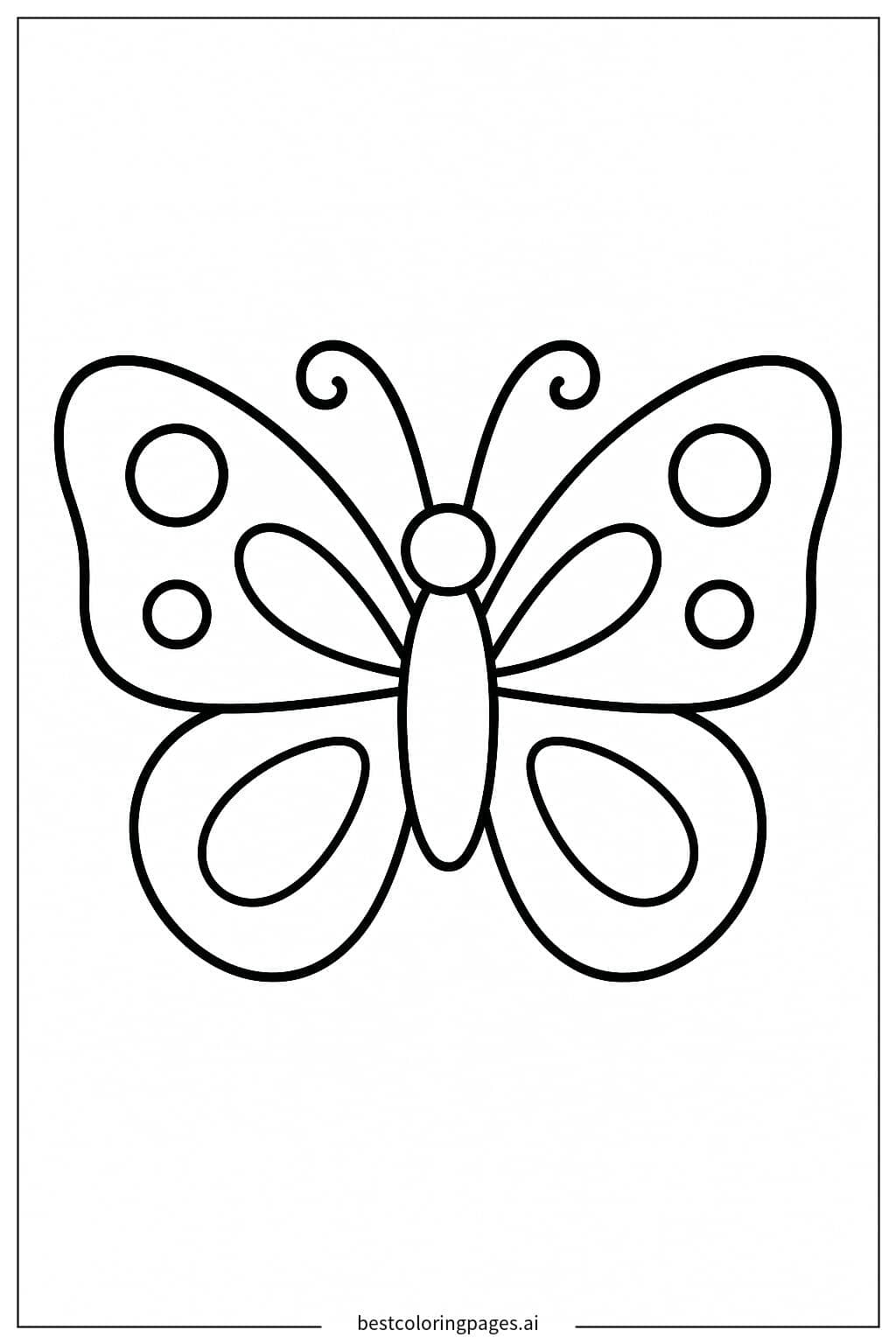 シンプルな蝶の輪郭 のぬりえ