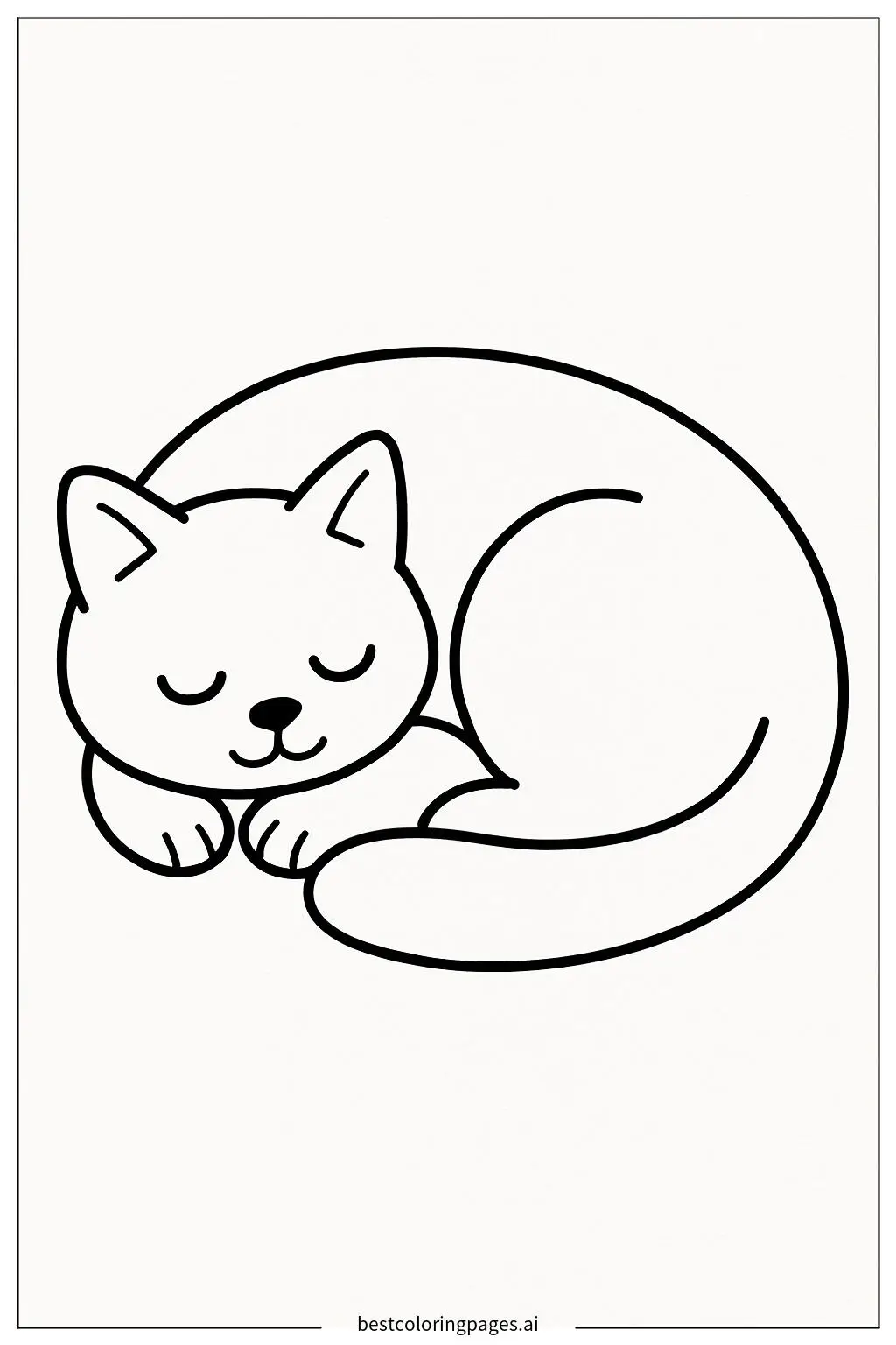 Disegni di Un gatto addormentato raggomitolato da Colorare