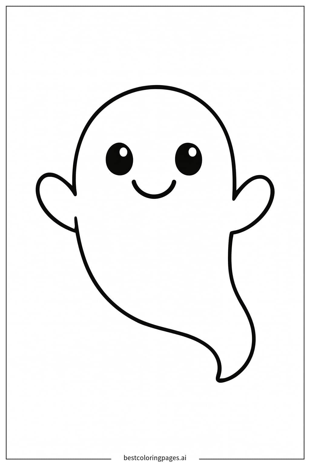 Smiling Friendly Ghost Coloring Page
