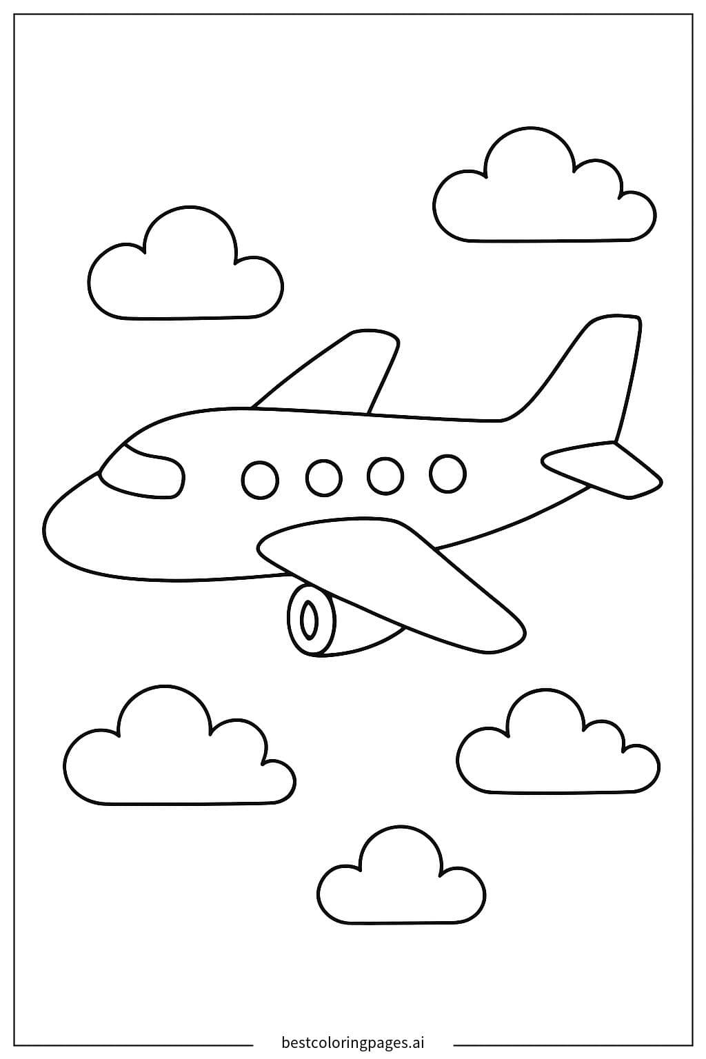 Avião com nuvens simples ao fundo