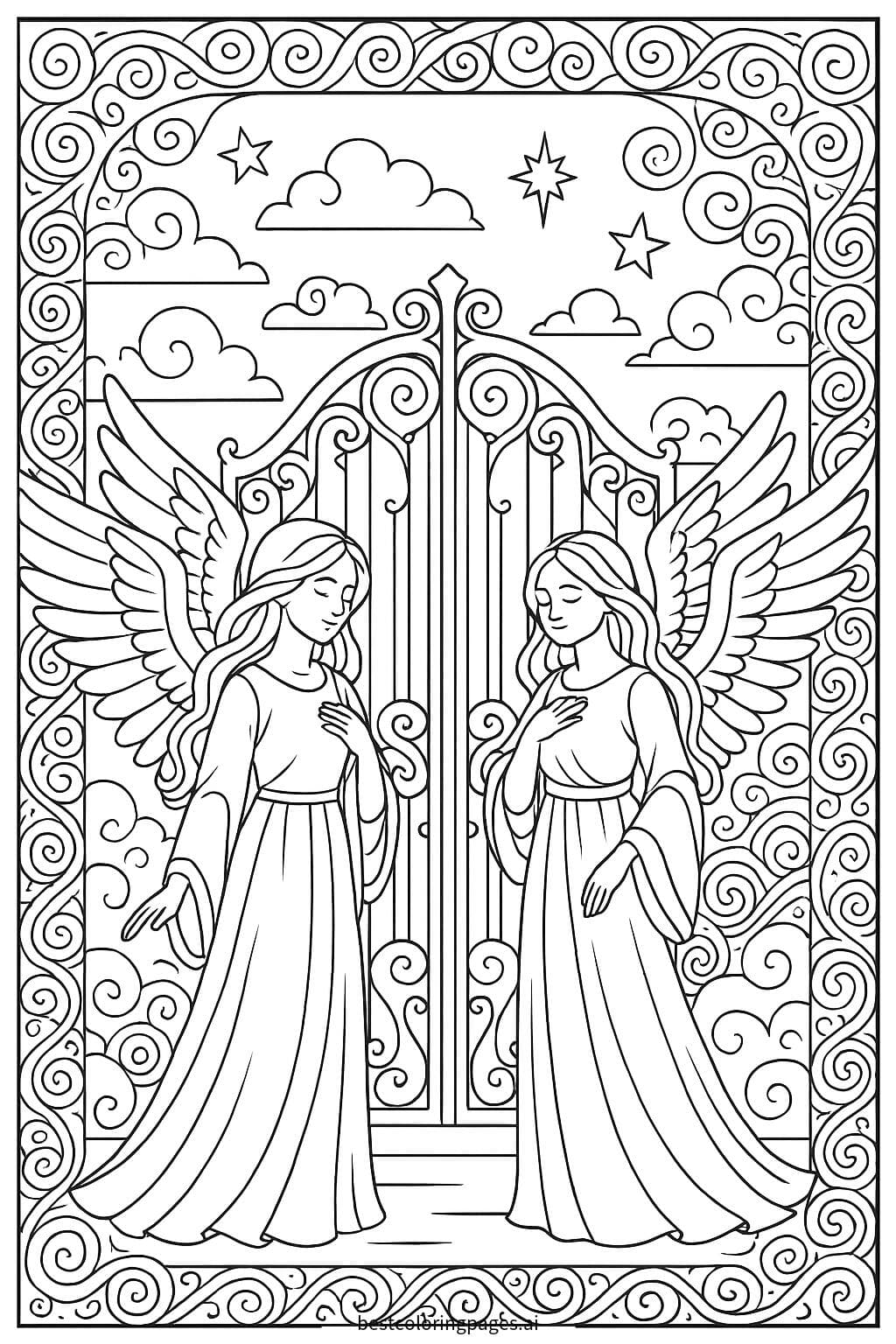 Anjos guardando o portão do céu