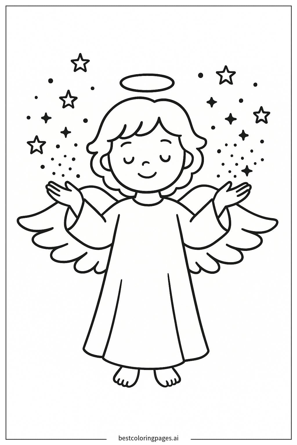 Anjo espalhando brilho com as mãos