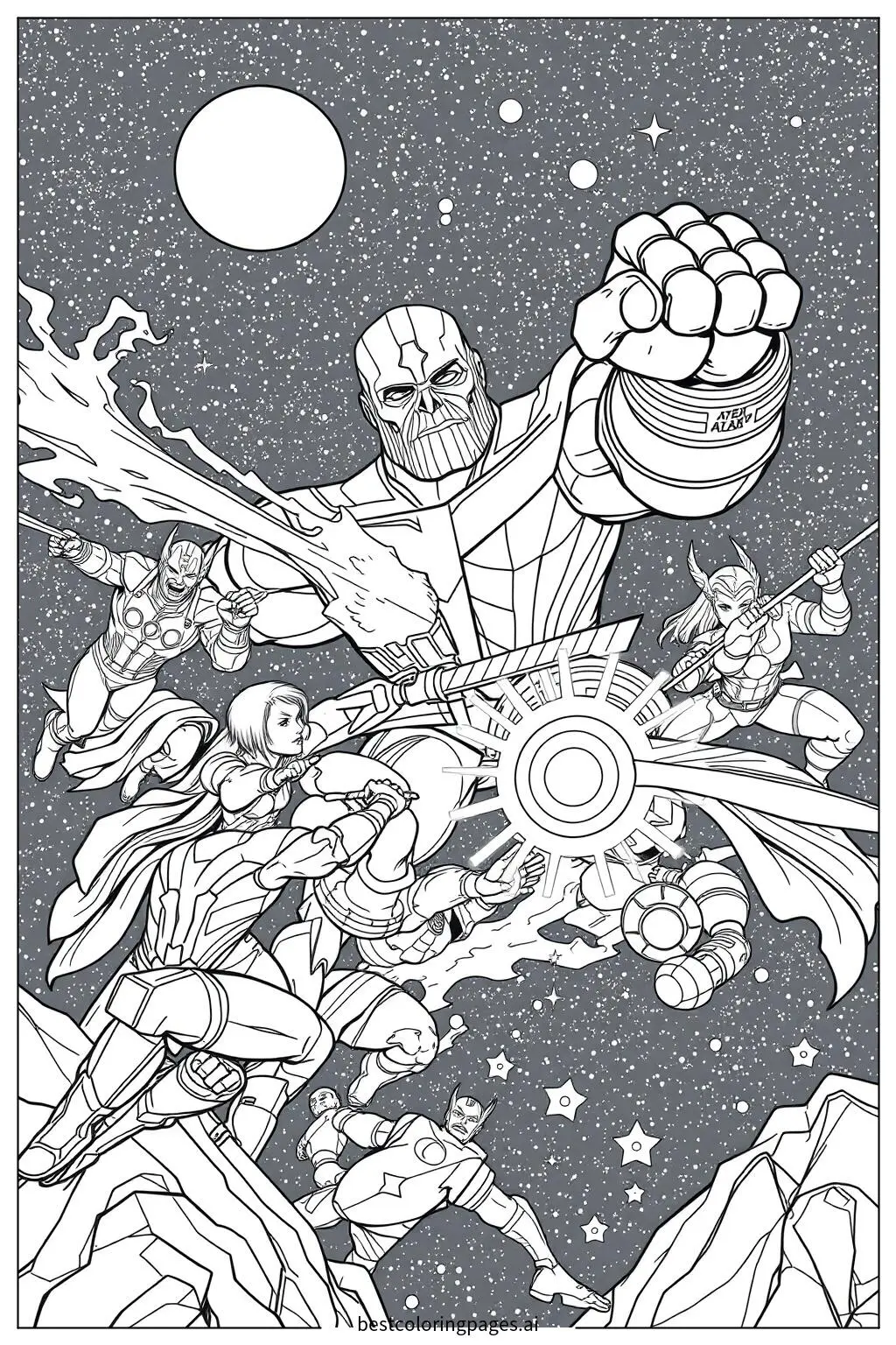 Gli Avengers combattono Thanos nello spazio