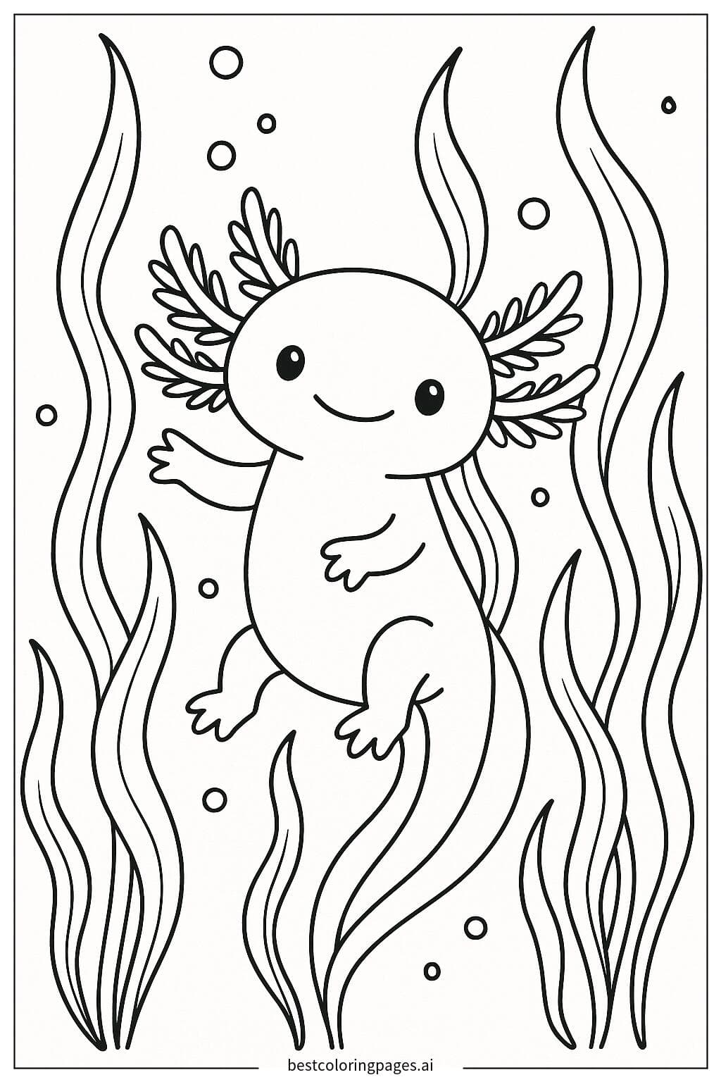 Axolotl with Seaweed