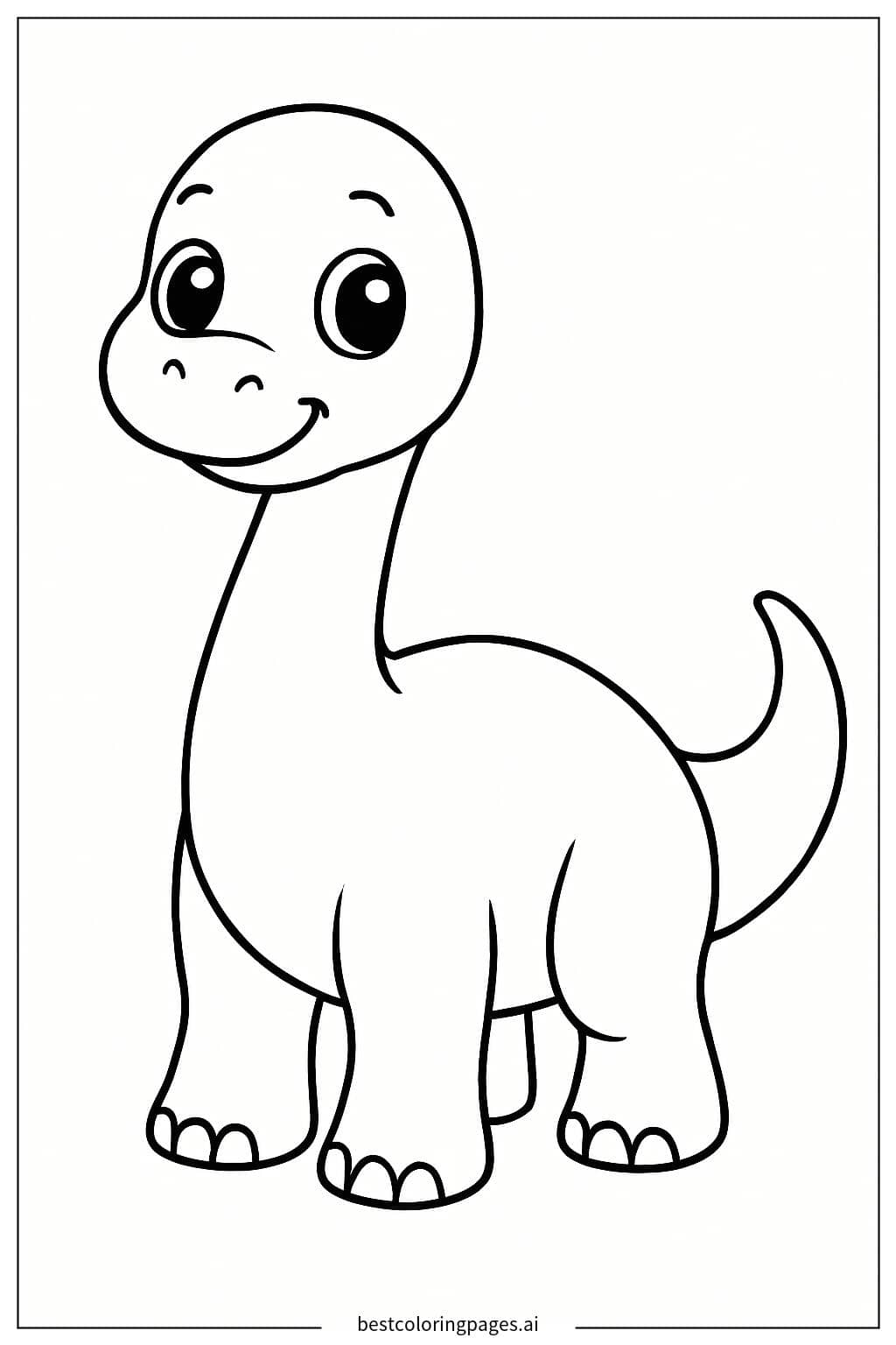 Adorable Baby Brachiosaurus Standing Coloring Page
