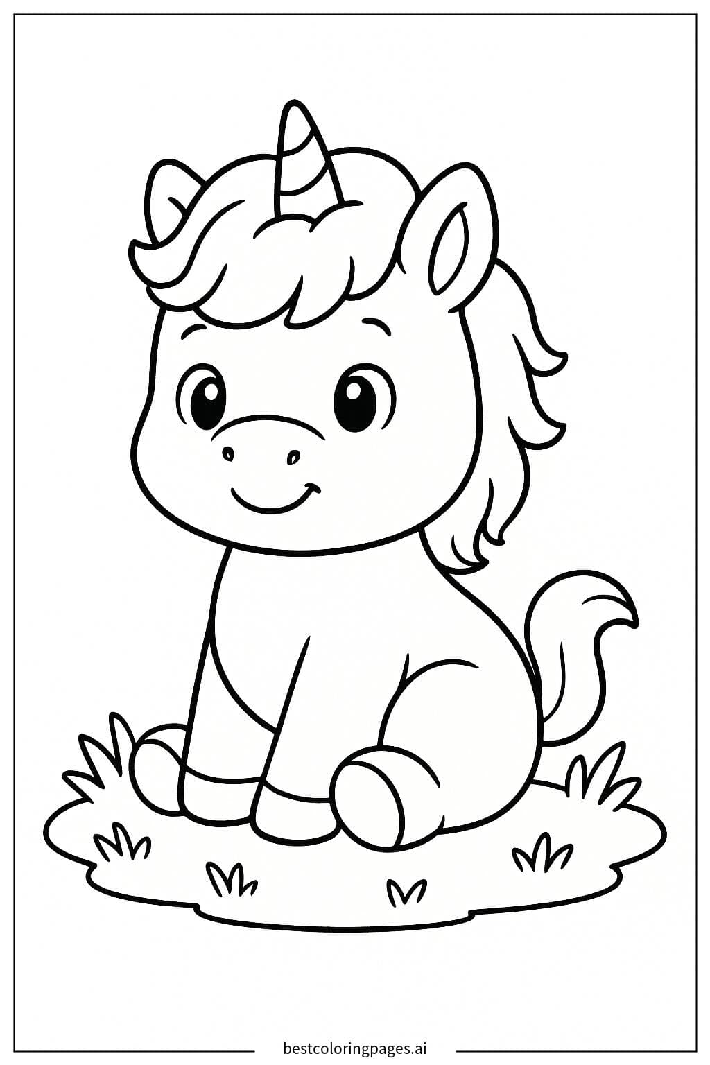 Adorable Baby Unicorn on a Meadow