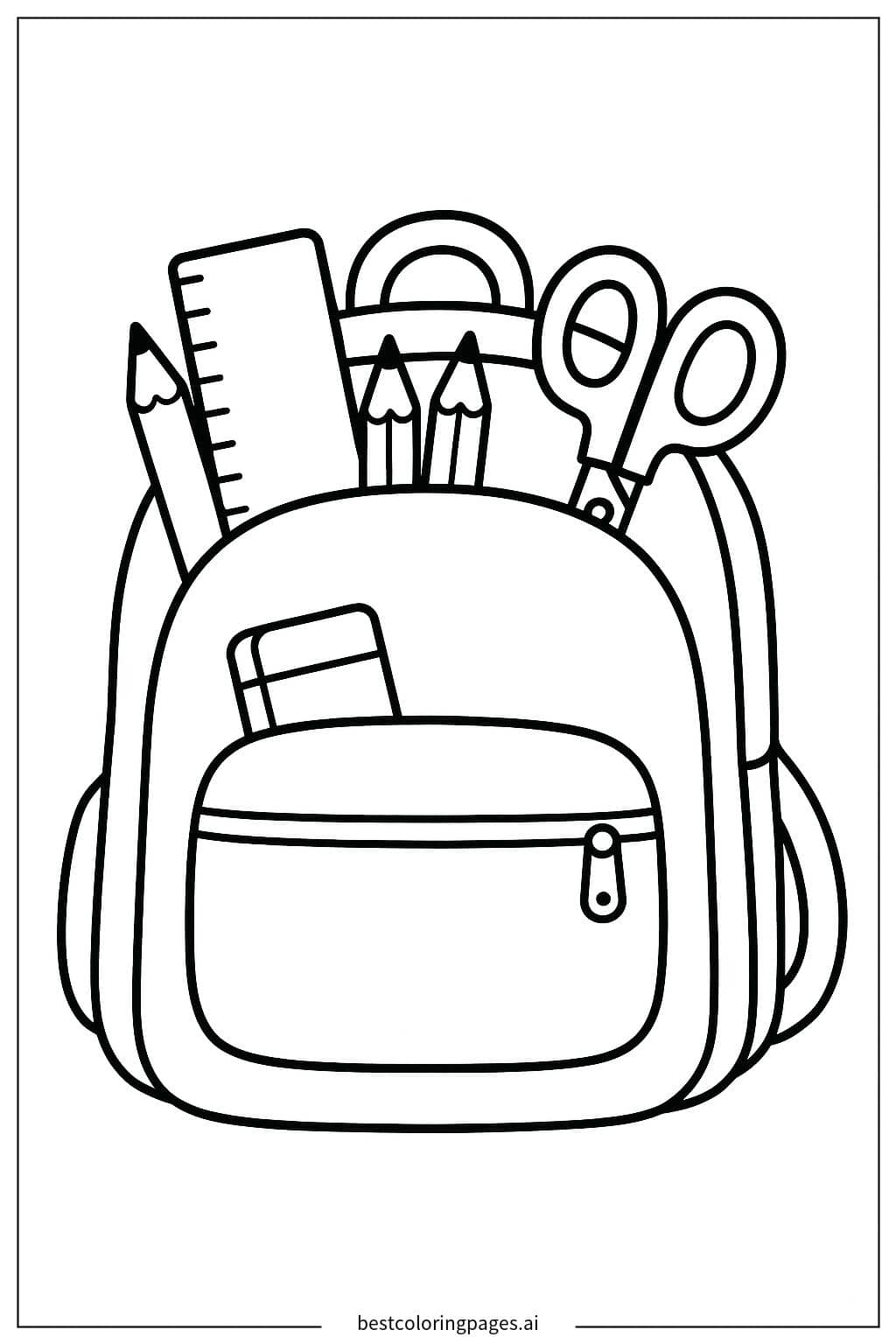 Backpack Filled with School Supplies Coloring Page