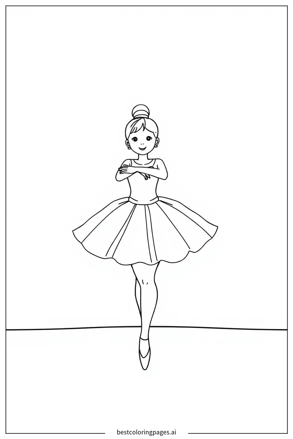 Graceful Ballet Dancer Standing in First Position Coloring Page