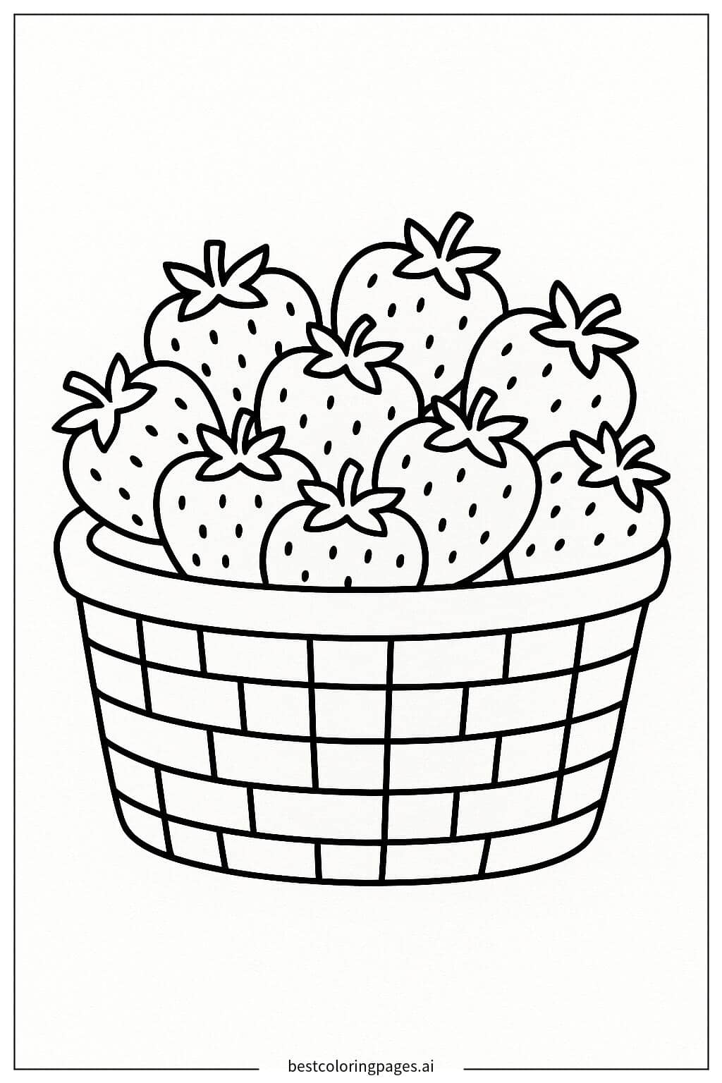 Basket of Strawberries Coloring Page