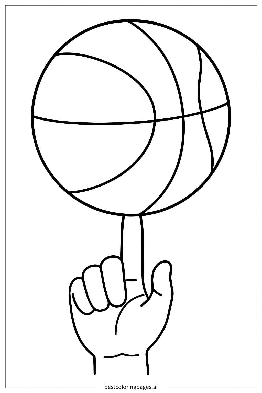 Basketball Spinning on a Finger Coloring Page