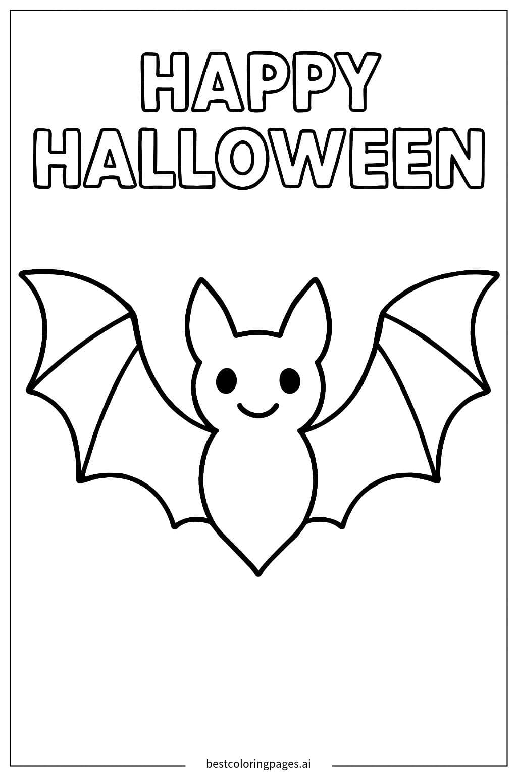 Flying Bat Silhouette - Halloween Coloring Page Coloring Page