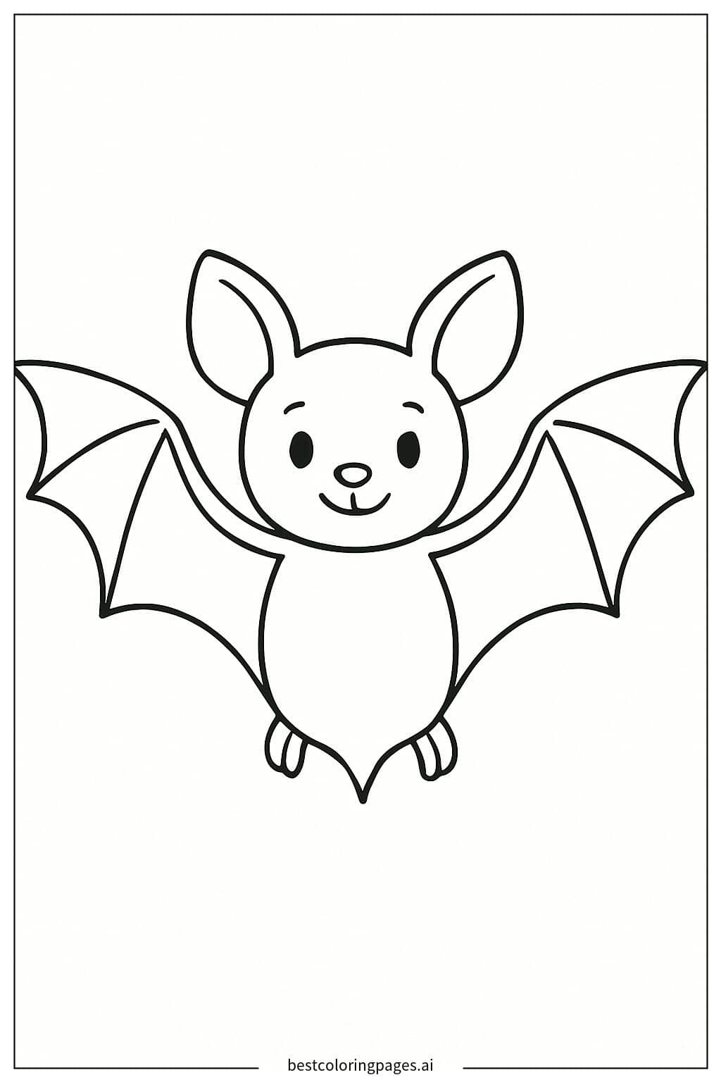 Adorable Bat Flying with Open Wings Coloring Page