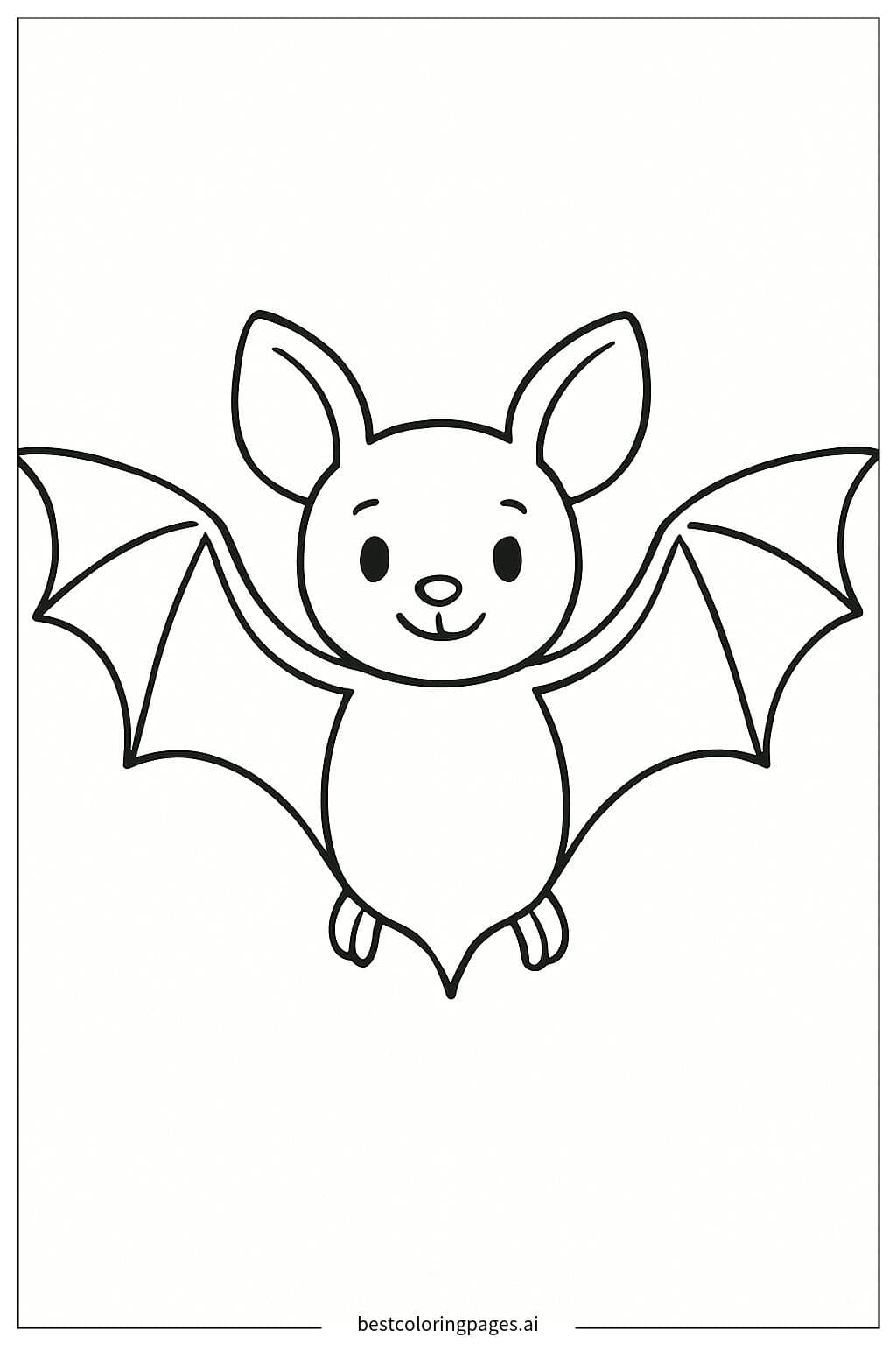 Adorable Bat Flying with Open Wings Coloring Page