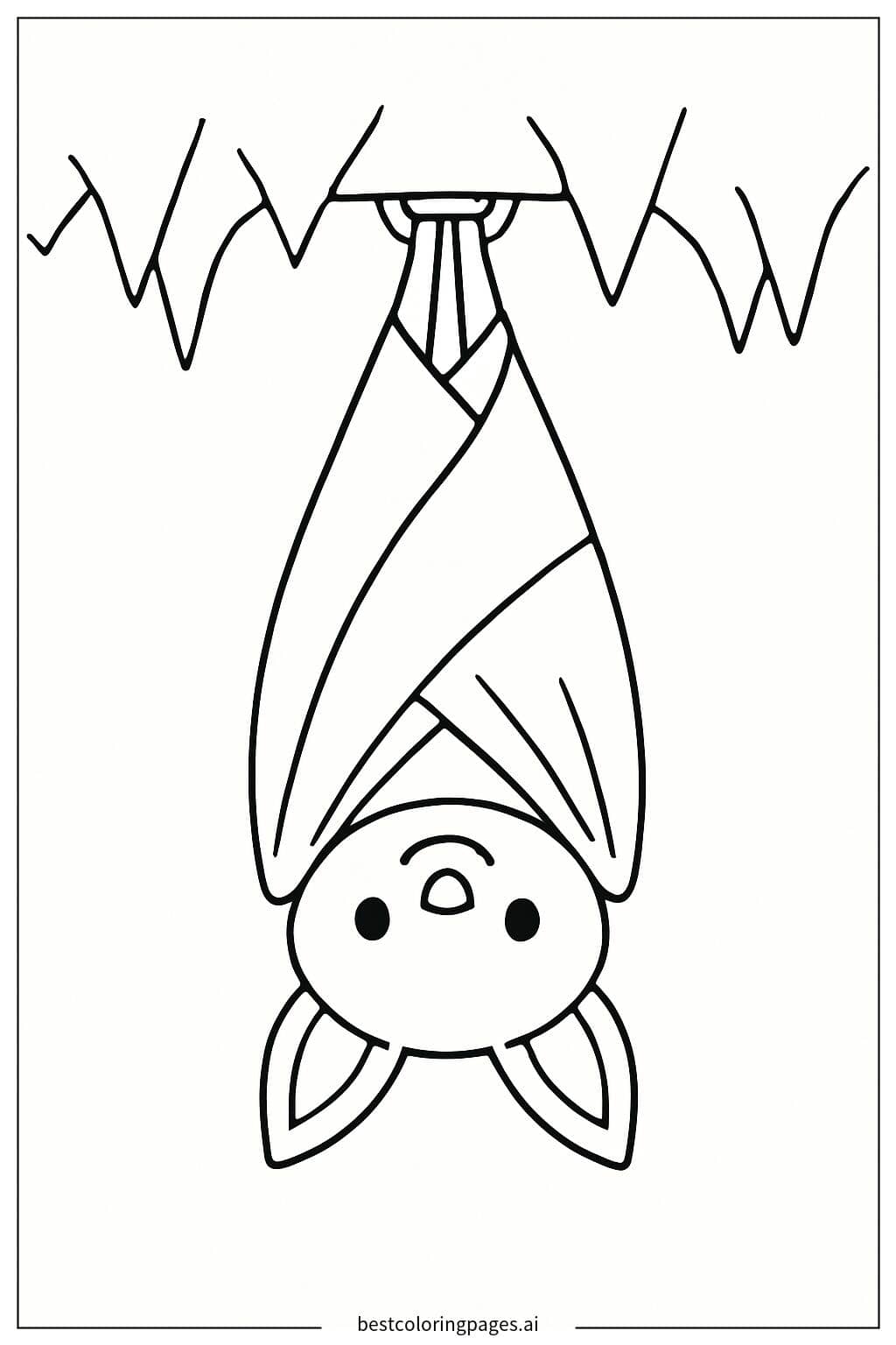 Bat Hanging Peacefully in a Cave Coloring Page