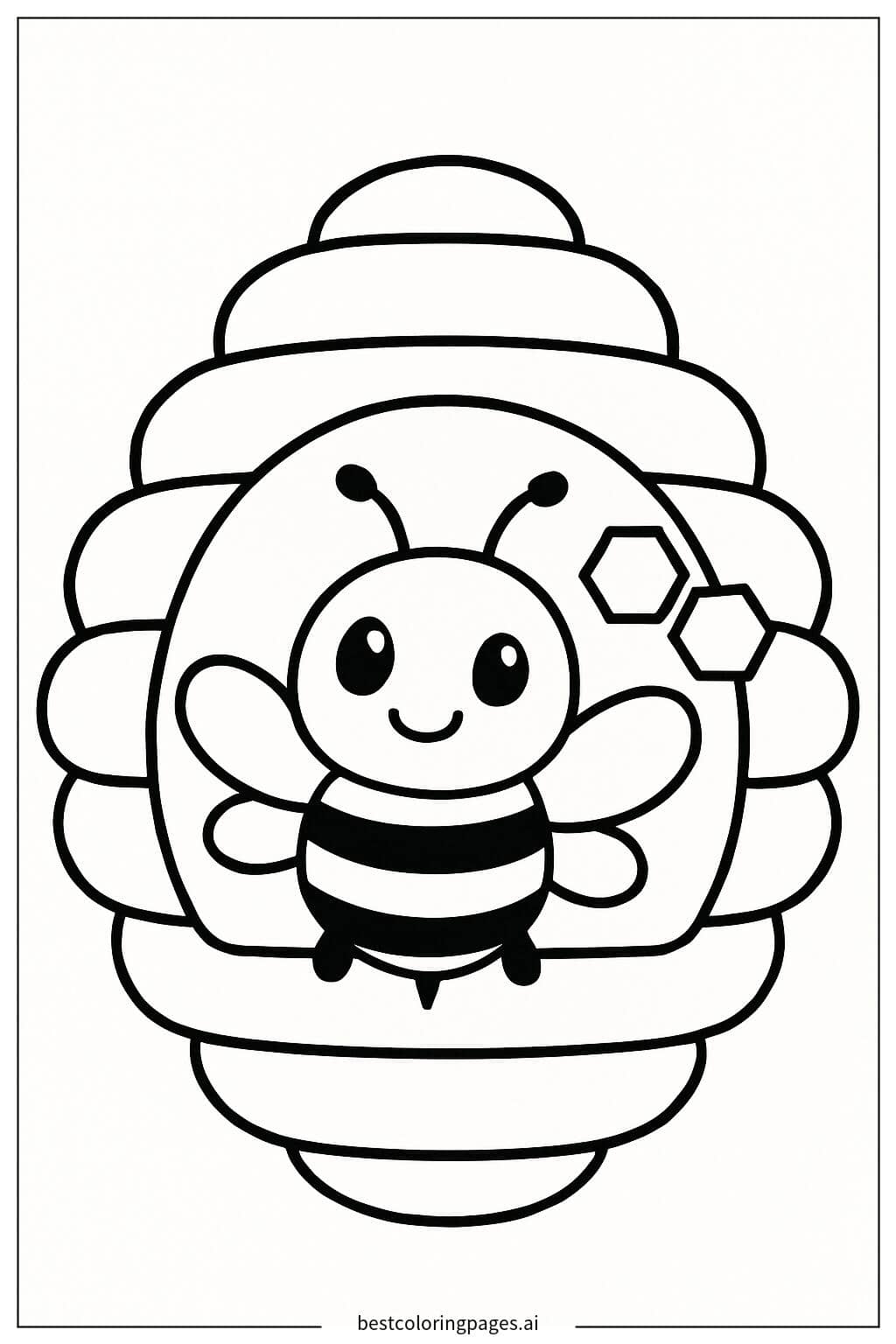 Bee in a Cozy Hive Coloring Page