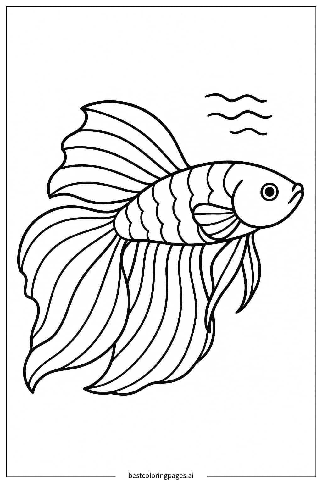 Graceful Betta Fish Swimming Coloring Page