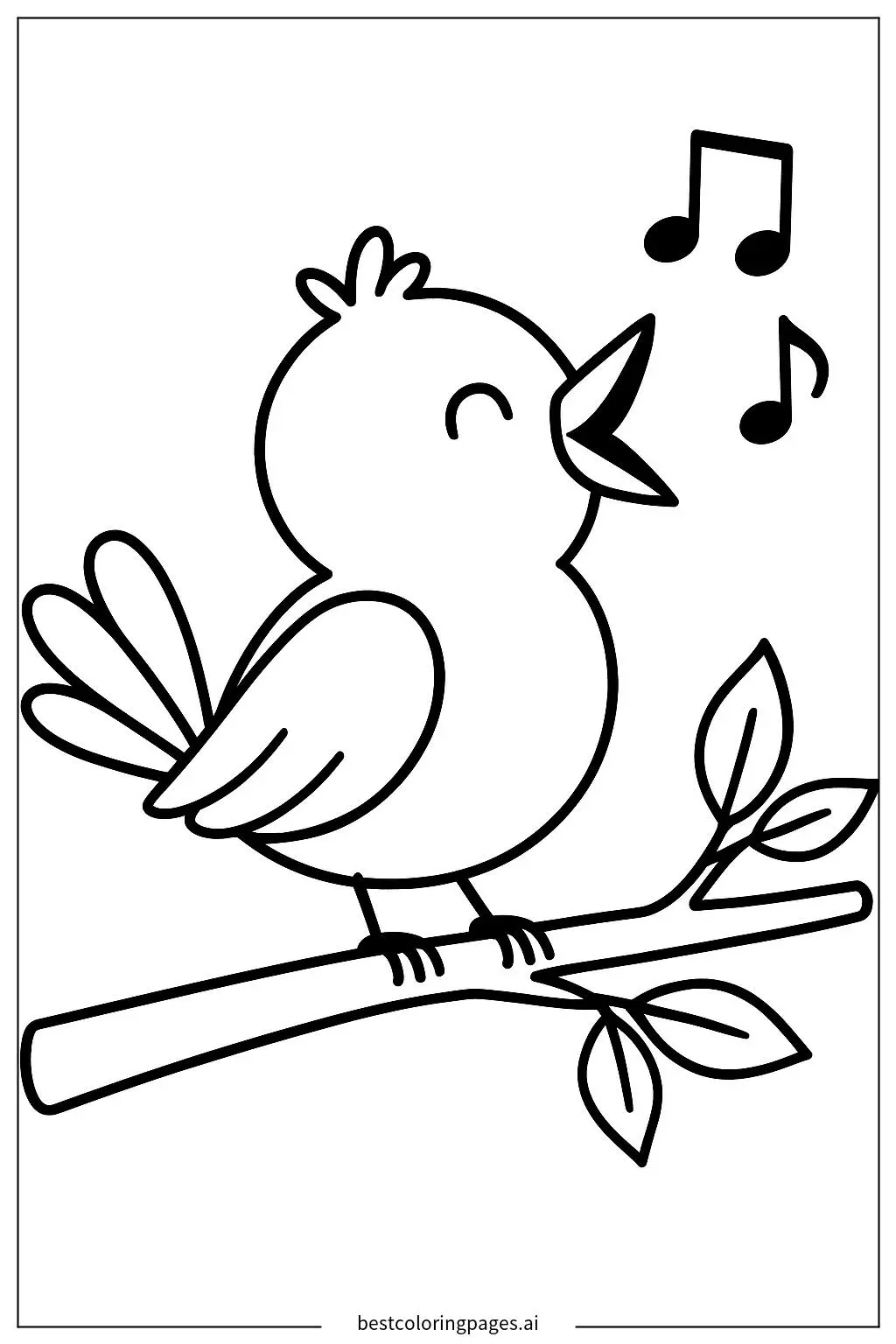 A Cheerful Bird Singing on a Branch