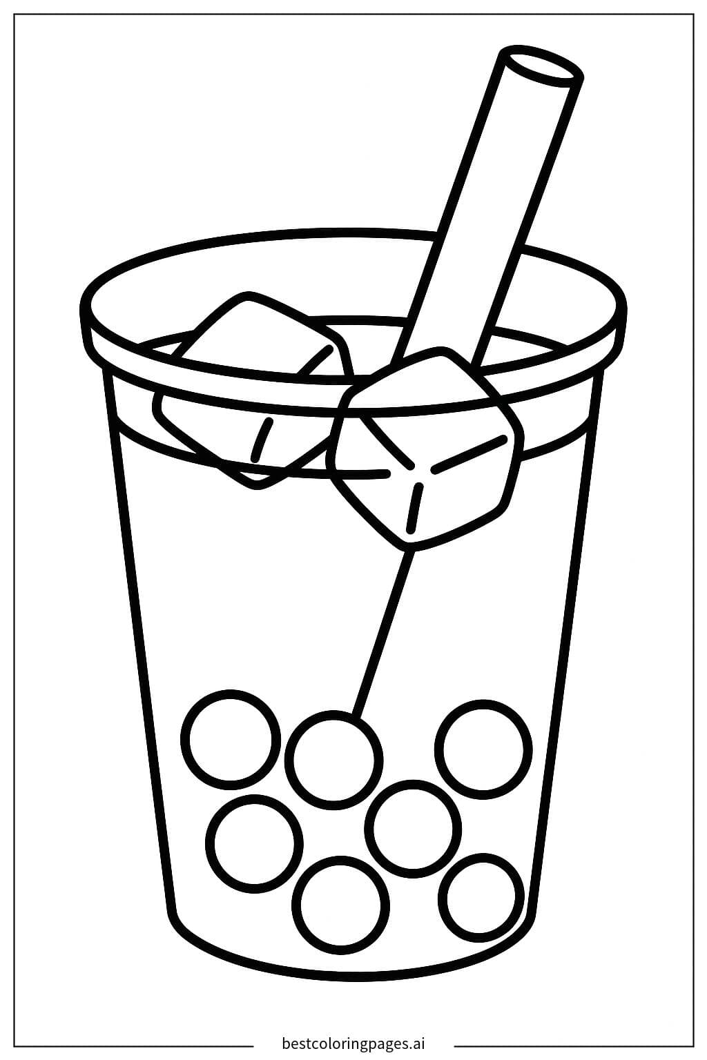 Boba Tea Cup with Ice Cubes