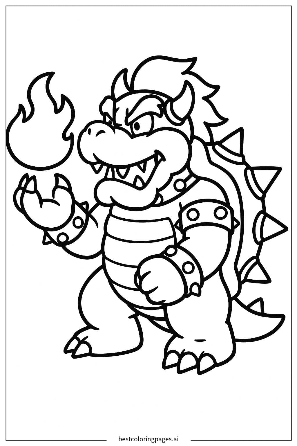 Bowser Holding a Fiery Fireball