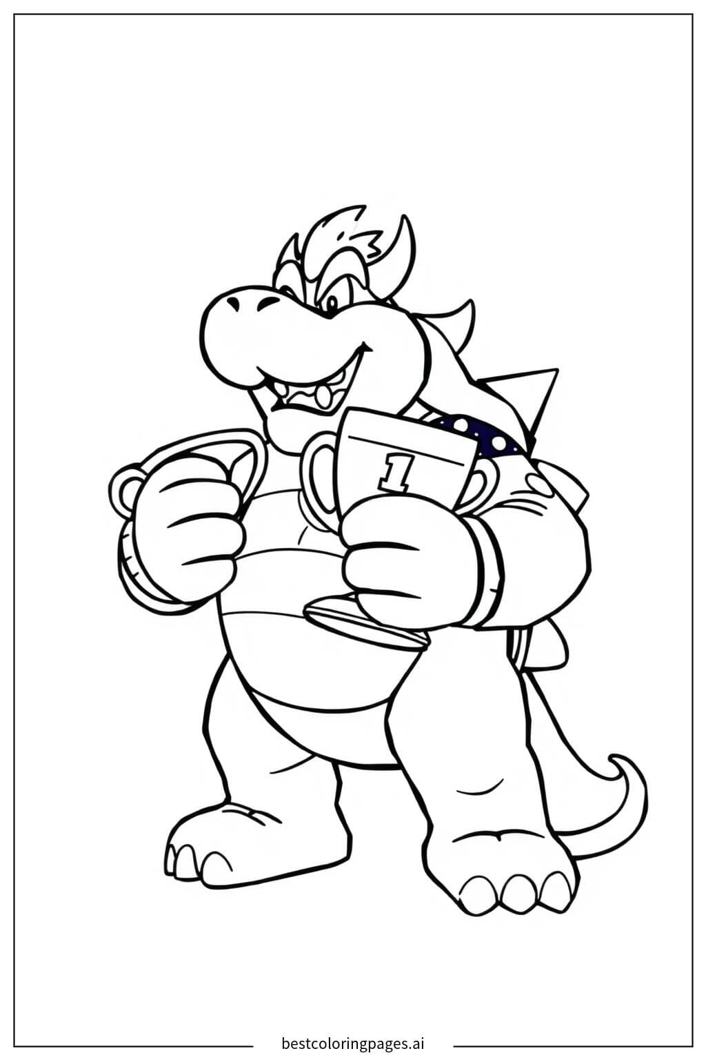 Bowser Holding a Trophy