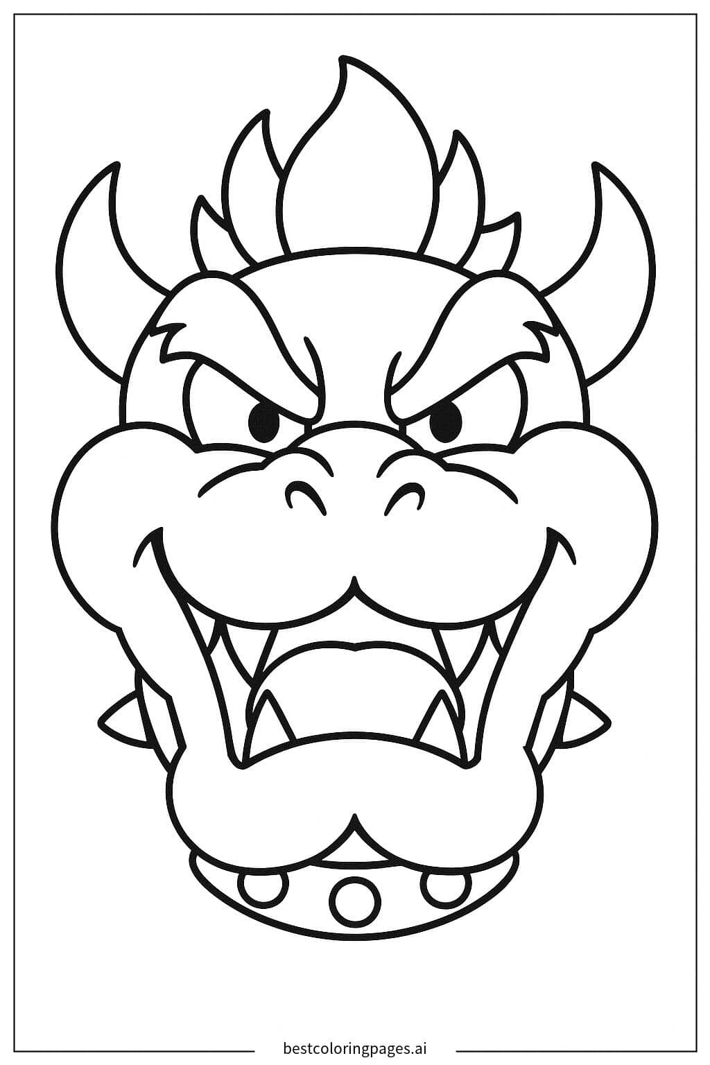 Bowsers Gesichtsausdruck mit feuriger Mimik Ausmalbilder