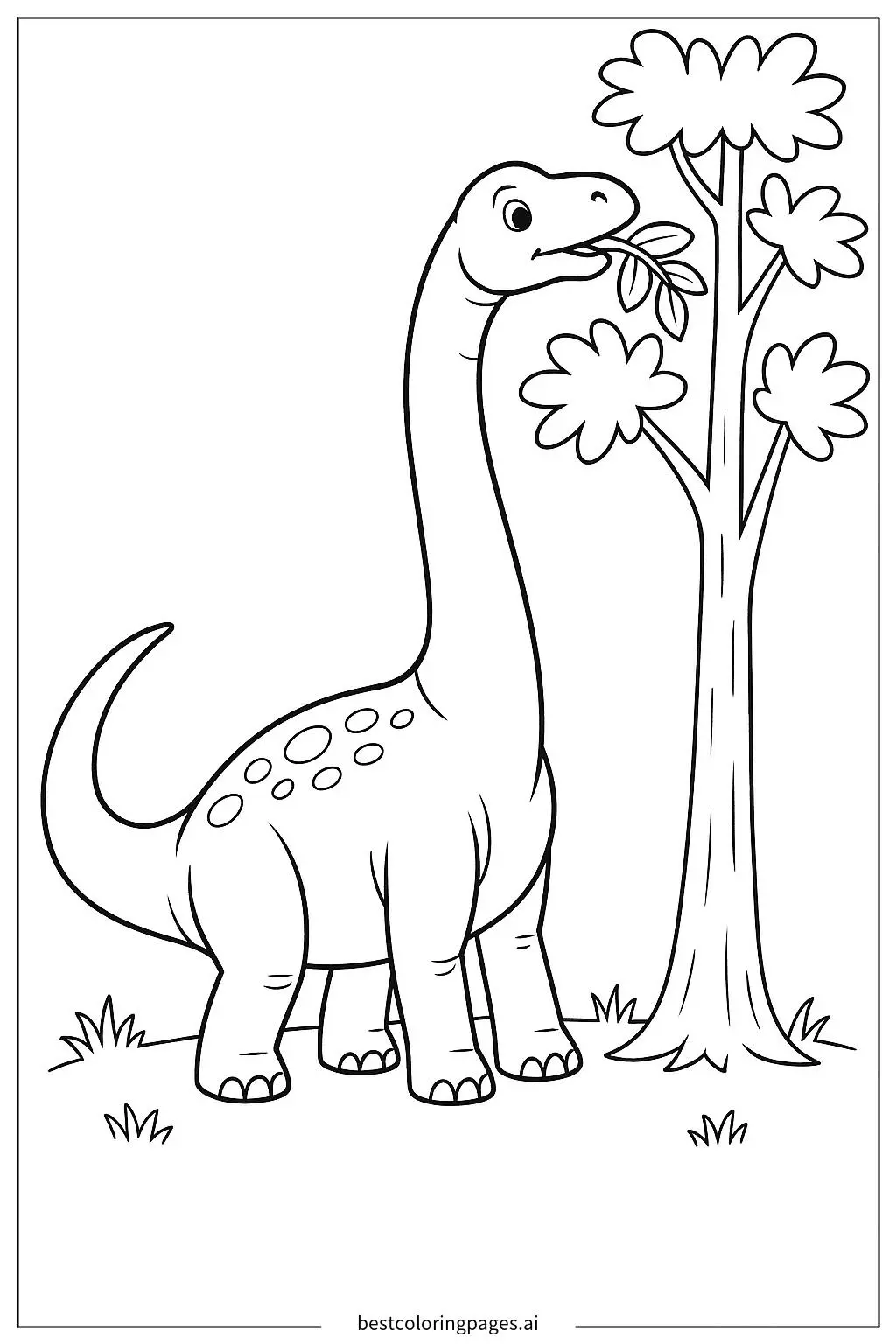 Brachiosaurus Enjoying Leaves by the Trees