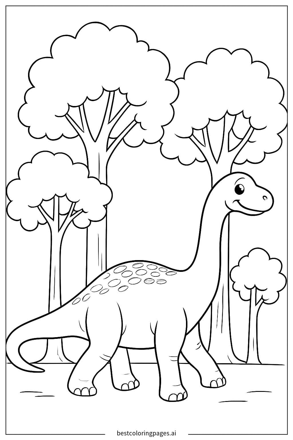 Brachiosaurus caminhando entre árvores