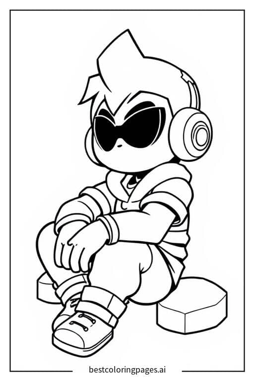 Desenhos de Personagem de Brawl Stars sentado e relaxando para Colorir