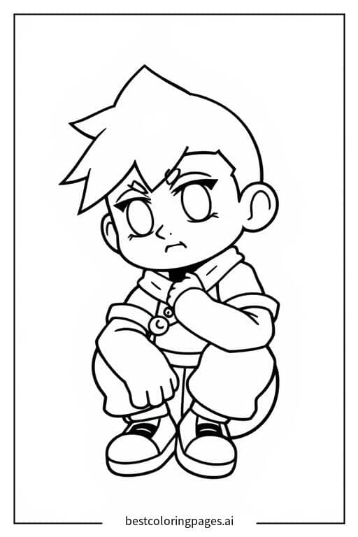 Desenhos de Personagem de Brawl Stars em uma pose pensativa para Colorir